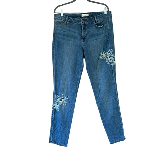 J. Jill Denim - J. Jill Blue Straight Leg Jeans Floral Embroidery